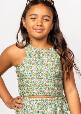 Heirloom Tulip | Youth Racer Back Top girls full coverage swimwear, kids swimwear for pool