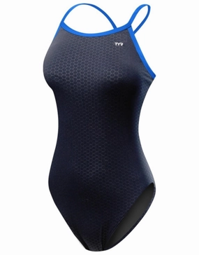 HEXA Durafast Elite Diamondfit Swimsuit - Black/Blue minimalistic swimsuits women, sleek swimwear styles