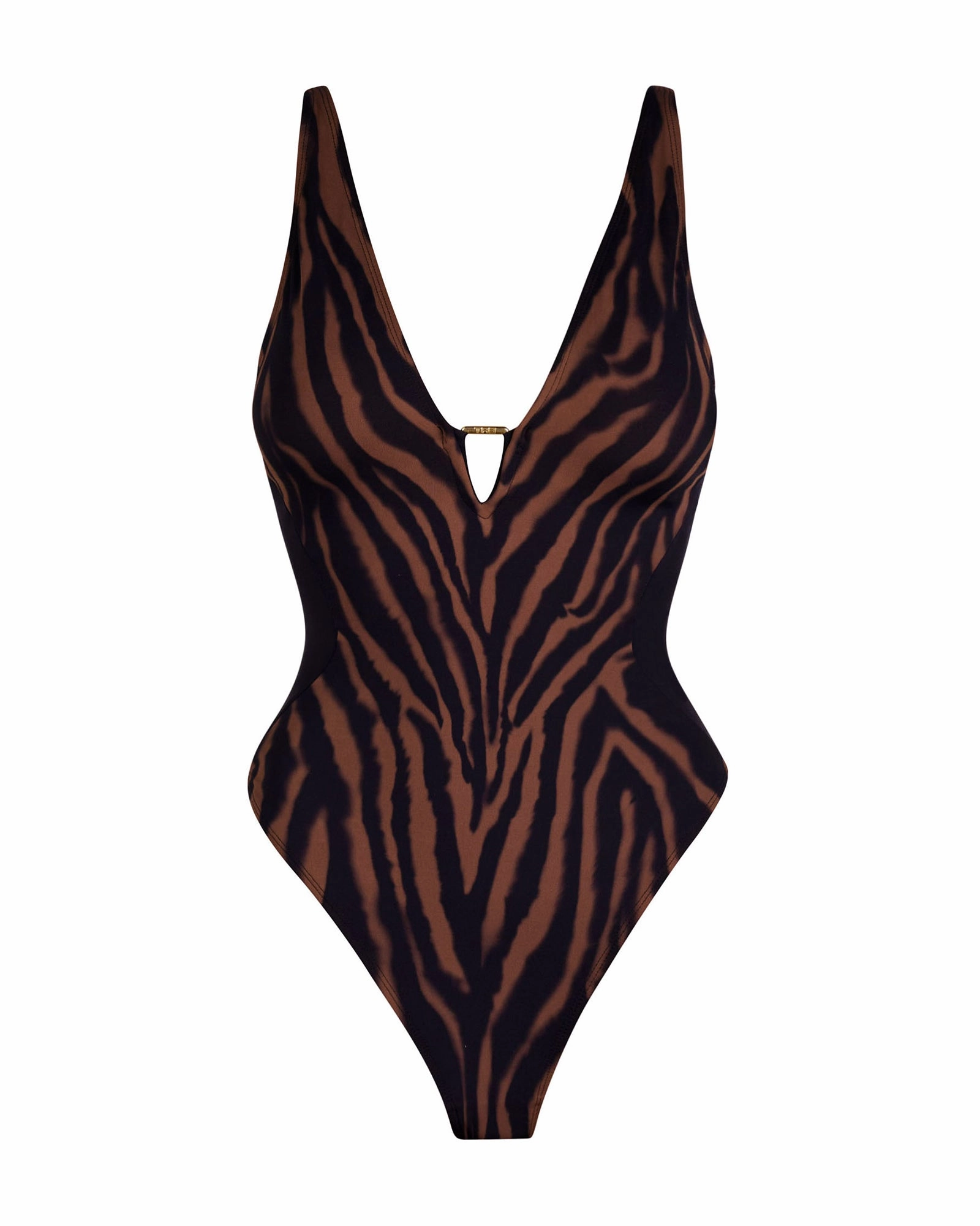 Hi Cut Plungey Triangle - Contour Mocha Zebra/Black