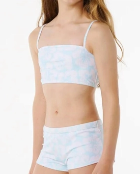 Hibiscus Heat Bikini-Girl In Light Blue stylish teen girl swimsuits, teen girls swimwear sets