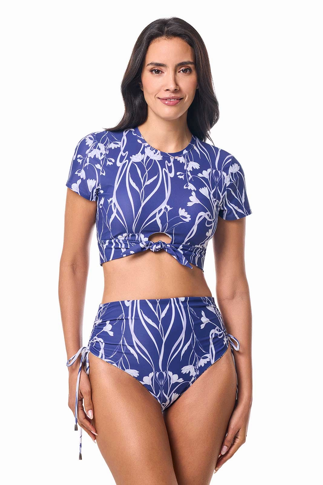 Hibiscus Island Crop Swim Tee | FUTURE DUSK Iris Dusk