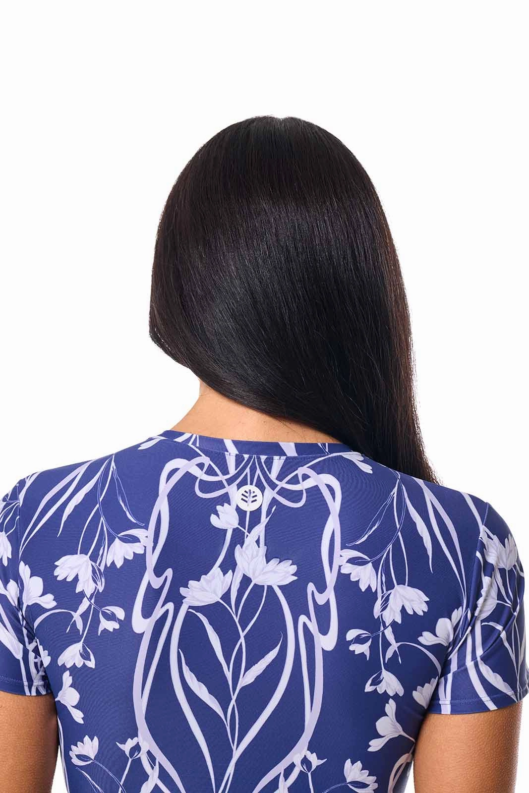 Hibiscus Island Crop Swim Tee | FUTURE DUSK Iris Dusk
