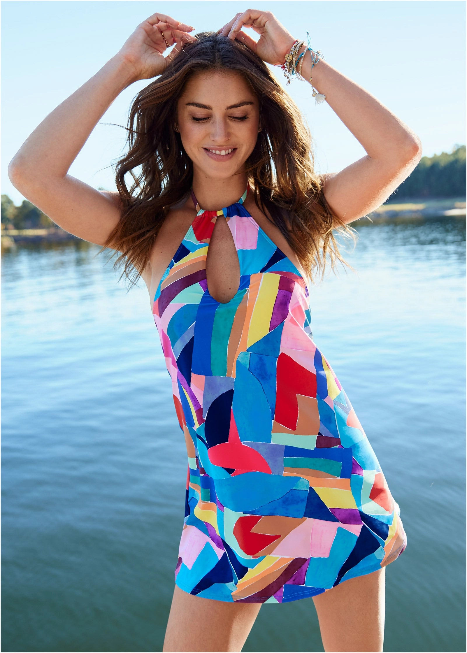 High-Neck Swim Dress - Living Art classic one piece swimwear, stylish single piece swimsuits