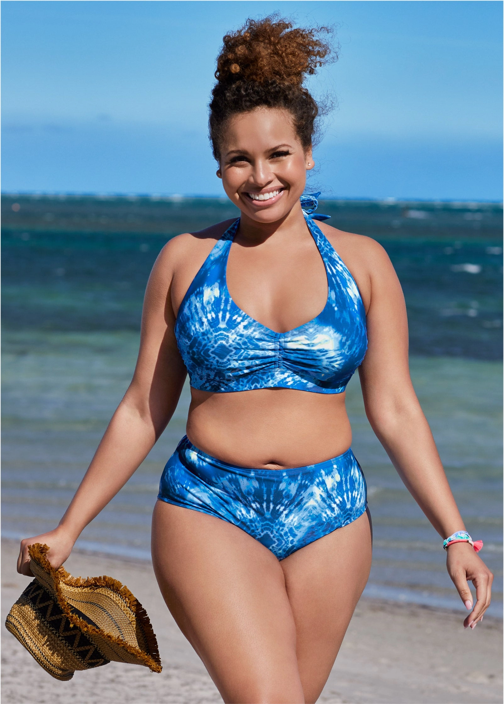High-Waist Bikini Bottom - Blew Tie Dye