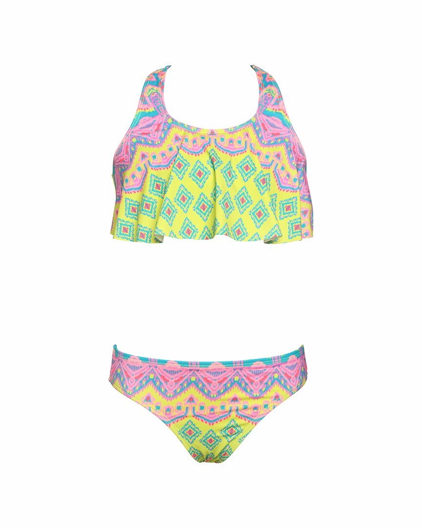 HOBIE Ikat Flounce 2pc Swim Set stylish teen girl swimsuits, teen girls swimwear sets