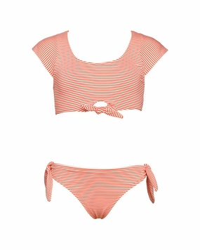 HOBIE Sailor Cap Sleeve 2pc Swim Set stylish teen girl swimsuits, teen girls swimwear sets