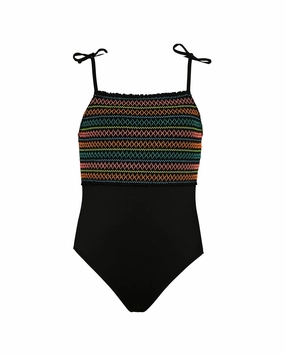 HOBIE Smocked High-Neck One-Piece cute swimsuits for teen girls, modest teen swimwear