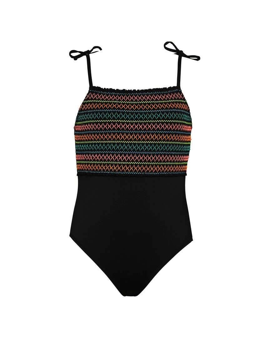 HOBIE Smocked High-Neck One-Piece cute swimsuits for teen girls, modest teen swimwear