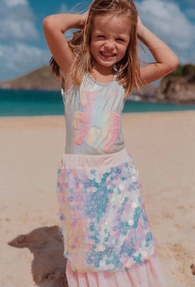 Hologram Unicorn Metallic Swimsuit cute swimsuits for teen girls, modest teen swimwear