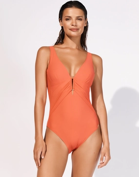 Honesty Underwired Swimsuit - Flame plus size swimwear women, curvy womens swimsuits