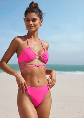 Honolulu Midi Bottom - Hot Pink modest swim bottoms women, comfortable bikini bottoms