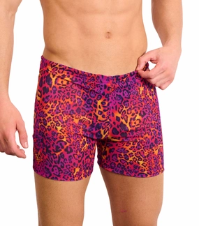 Hot Leopard Tan Through Swim Shorts tan through swimwear men, mens breathable swimwear