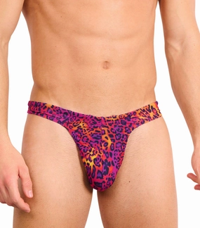 Hot Leopard Tan Through Swim Thong tan through swimwear men, mens breathable swimwear
