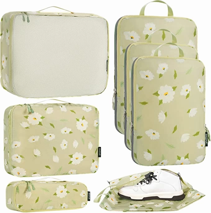 Travel Holdall Bag Travel Security Bag 70D Ultralight Packing Cubes 7 Set, 3 Compression Packing Cubes 3 Packing Organizers With 1 Shoe Bag