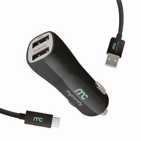 Grab Your Savings 3.4A Dual Usb Car Charger With Type C Cable 1M Black