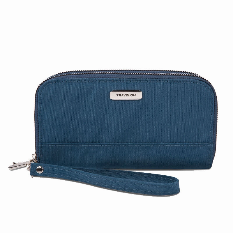 Rfid-Blocking Double Zip Wallet RFID Key Wallet Hidden Pocket Bag