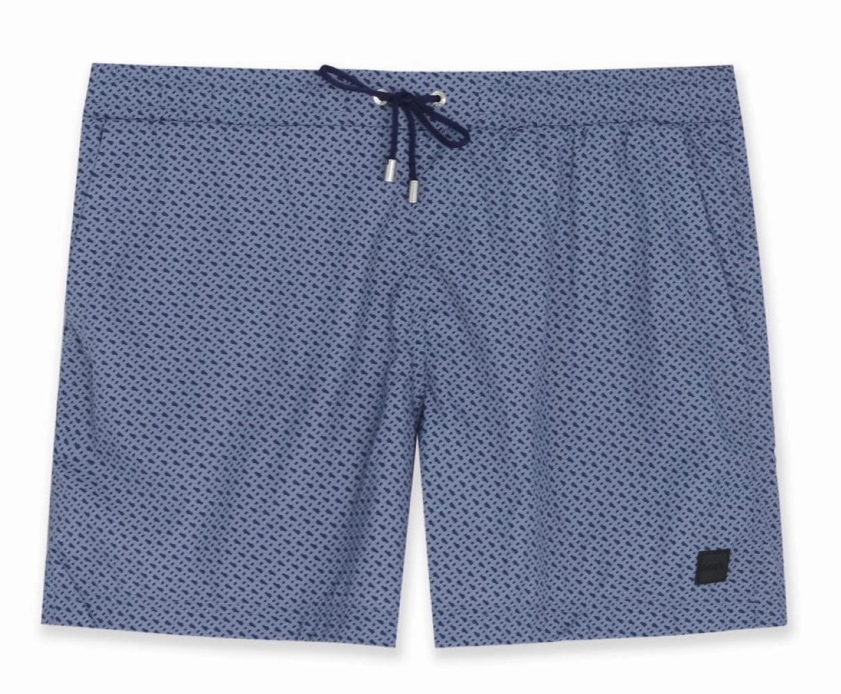 Hugo Boss Men's Ciro All-Over Logo Swim Trunks, Navy mens beach swimwear, quick dry mens swimsuits