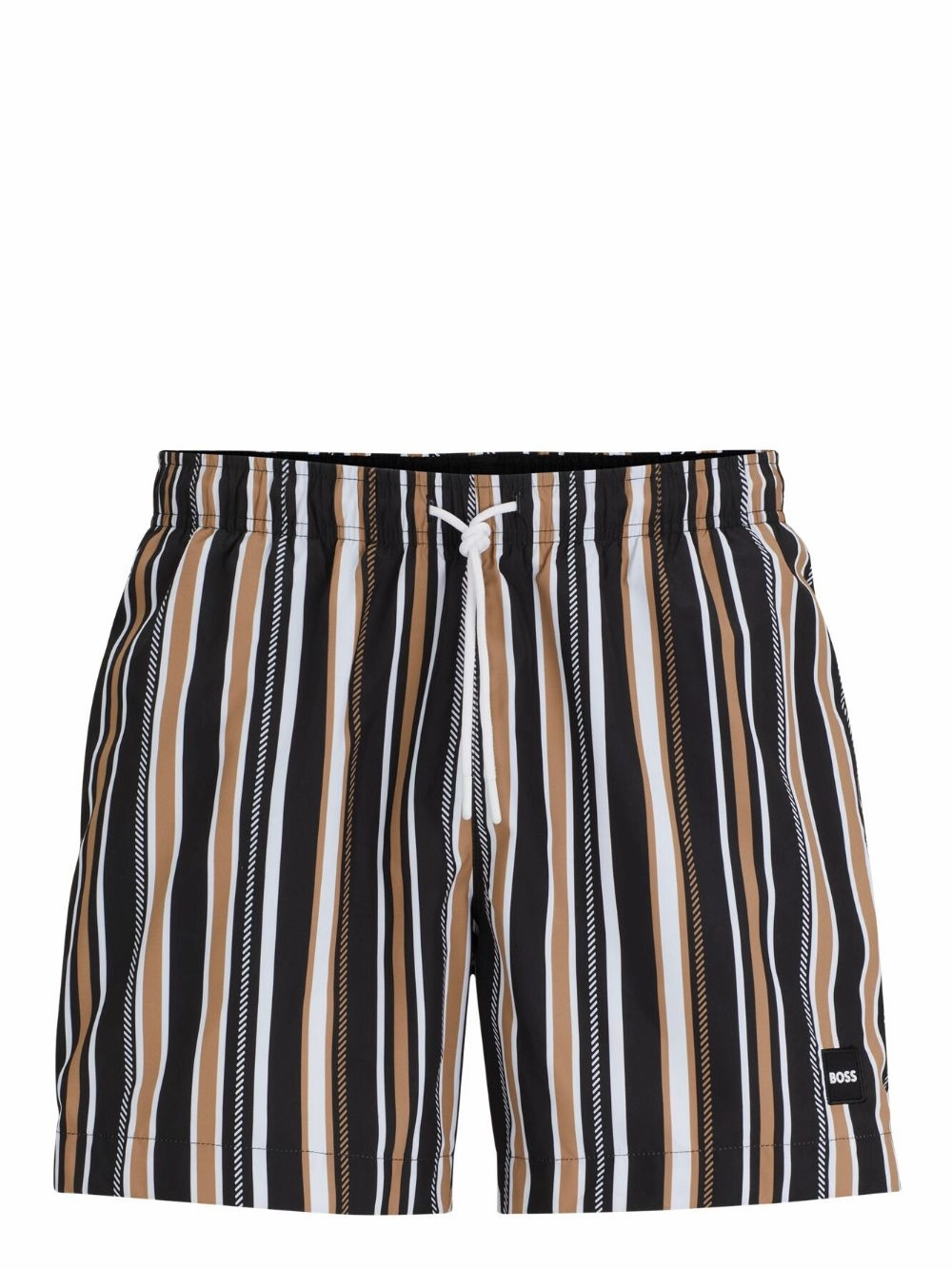 Hugo Boss Men's Iso Striped Swim Trunks, Black mens beach swimwear, quick dry mens swimsuits