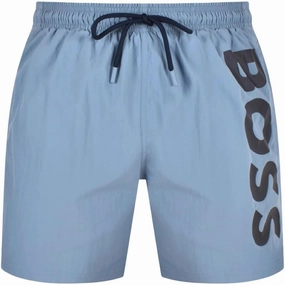 Hugo Boss Men's Octopus Swim Trunks, Light Blue Berry mens beach swimwear, quick dry mens swimsuits