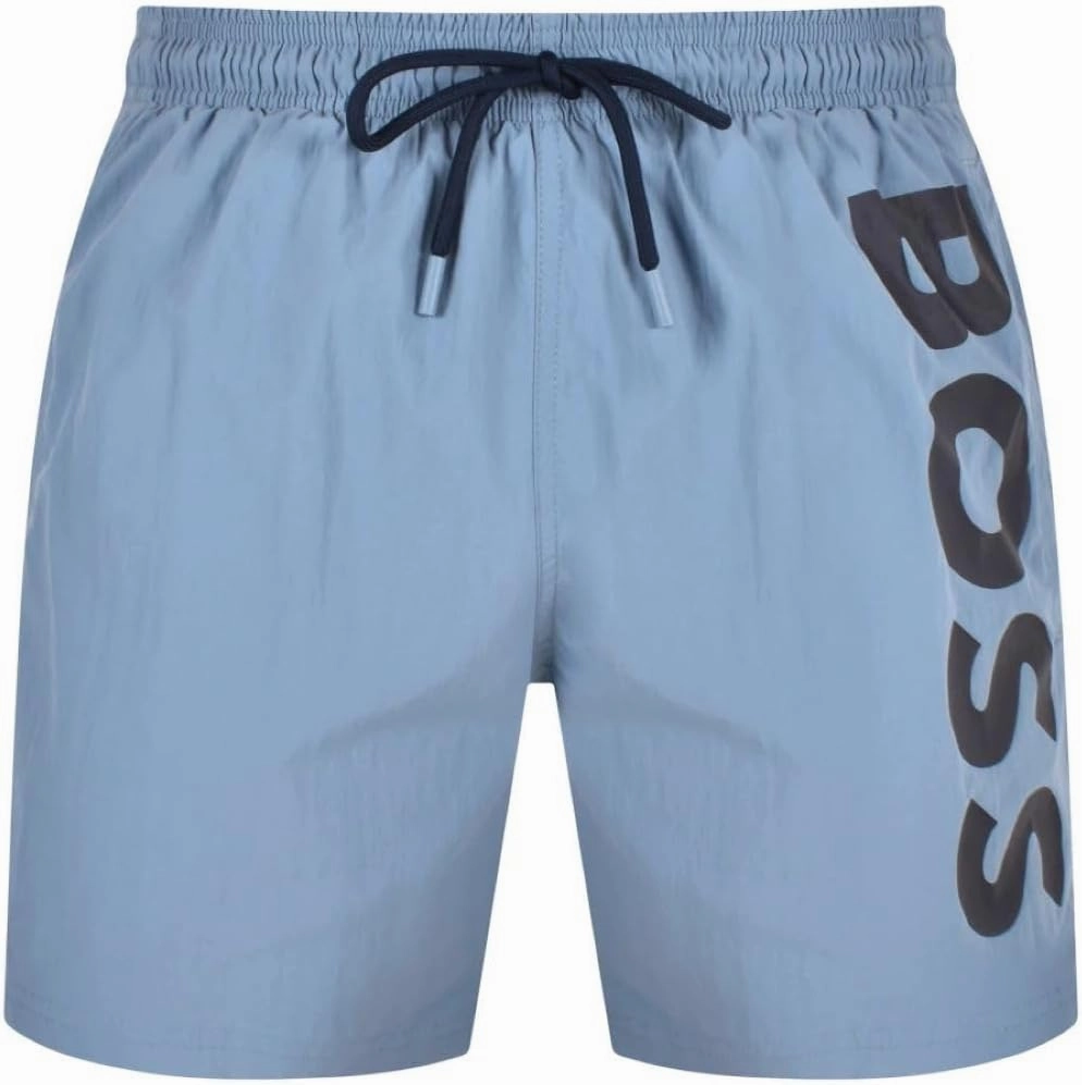 Hugo Boss Men's Octopus Swim Trunks, Light Blue Berry mens beach swimwear, quick dry mens swimsuits