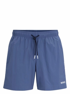 Hugo Boss Men's Tune Swim Shorts, Open Blue mens beach swimwear, quick dry mens swimsuits