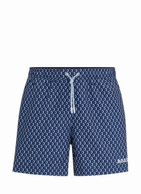 Hugo Boss Men's Vibe Swim Trunks, Navy mens beach swimwear, quick dry mens swimsuits