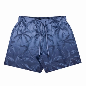 Hugo Boss Men's Zen Ombre Palm Tree Print Swim Shorts, Blue mens beach swimwear, quick dry mens swimsuits