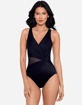 Illusionist Circe Swimsuit - Black tummy control swimwear women, slimming swimsuits
