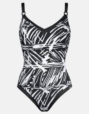 Ink Art Underwired Swimsuit - Black and White underwired swimsuits for women, supportive swimwear tops
