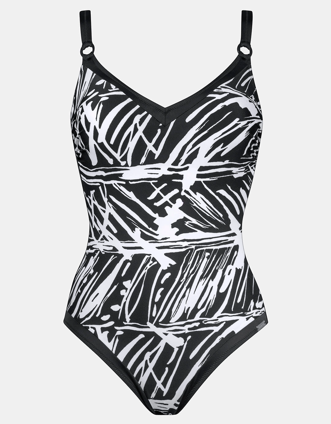 Ink Art Underwired Swimsuit - Black and White cup sized swimwear women, supportive swimsuits for large bust