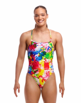 Ink Jet Strapped In Swimsuit - Multi minimalistic swimsuits women, sleek swimwear styles