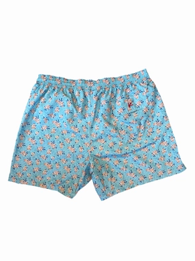 Isaia Mens Light Blue Floral Swim Trunks mens beach swimwear, quick dry mens swimsuits