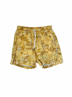 Isaia New Mens Yellow Camouflage Swim Trunks mens beach swimwear, quick dry mens swimsuits