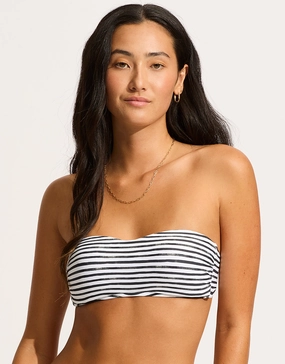 Isla Palm Bustier Bandeau Bikini Top - White full coverage swim tops, cute bikini tops