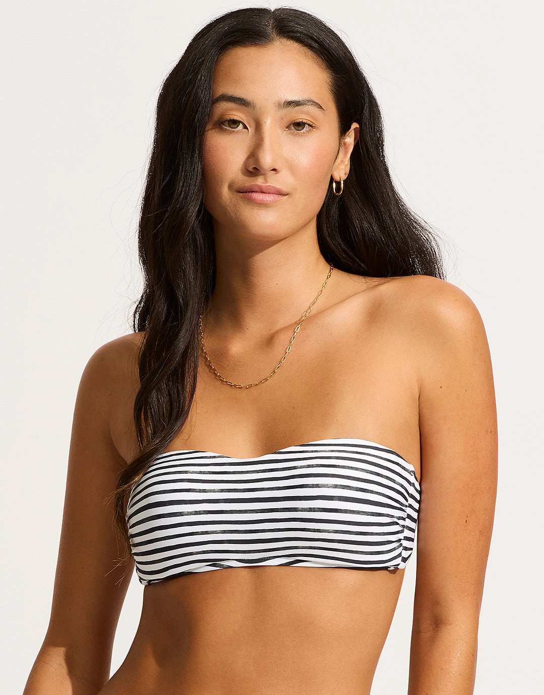 Isla Palm Bustier Bandeau Bikini Top - White full coverage swim tops, cute bikini tops