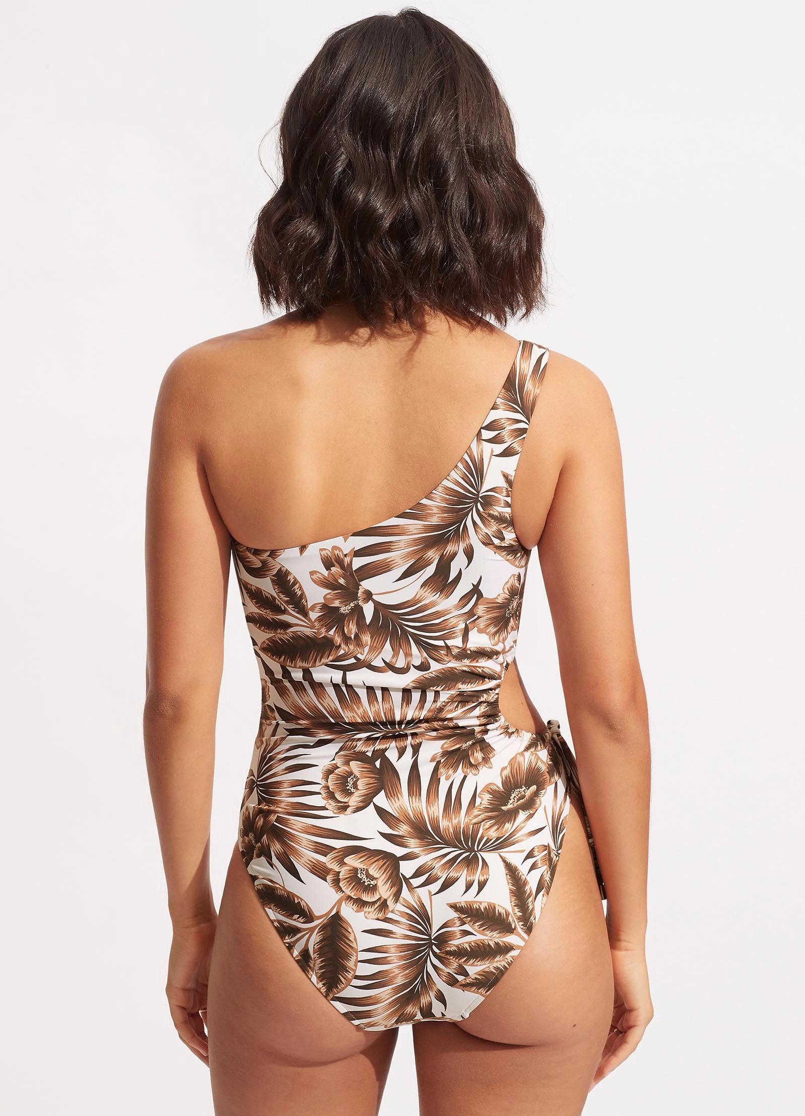 Island In The Sun Drawstring Keyhole One Piece - Ecru