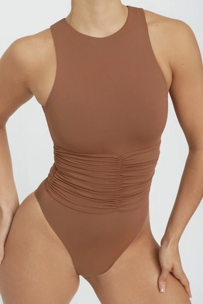 Jace One Piece Moderate Coverage - Brown Sugar soft fabric swimwear women, resort swimwear for ladies