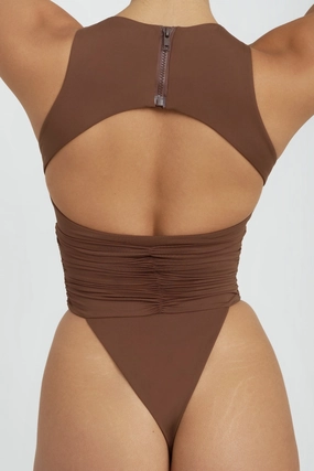 Jace Thong One Piece - Chocolate soft fabric swimwear women, resort swimwear for ladies