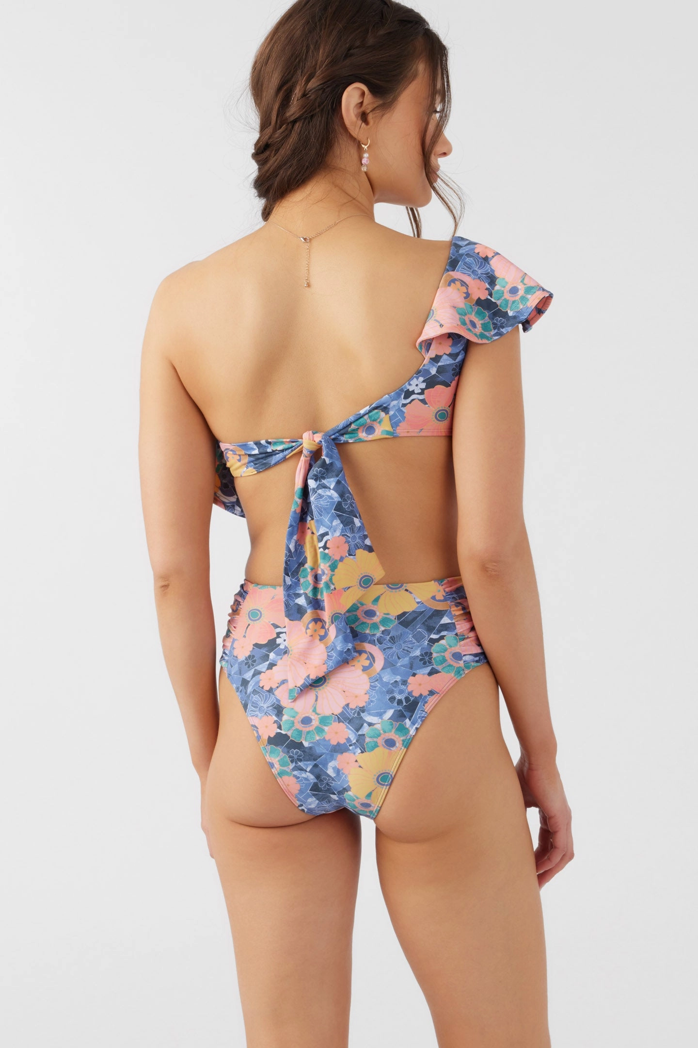 JADIA FLORAL LONG BEACH HIGH WAIST CHEEKY BOTTOMS classic women's swimwear, everyday swimwear for ladies