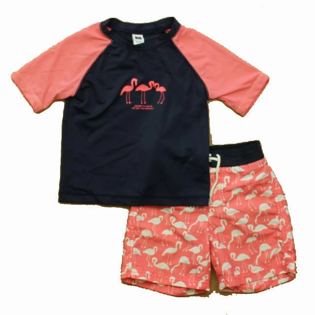 Janie and Jack Boys Navy | Pink Flamingos 2-piece Swimsuit boys swimwear sets, boys swim trunks