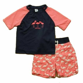 Janie and Jack Boys Navy | Pink Flamingos 2-piece Swimsuit boys swimwear sets, boys swim trunks