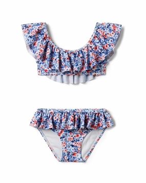 Janie and Jack Recycled Floral Ruffle 2pc Swimsuit cute swimsuits for teen girls, modest teen swimwear