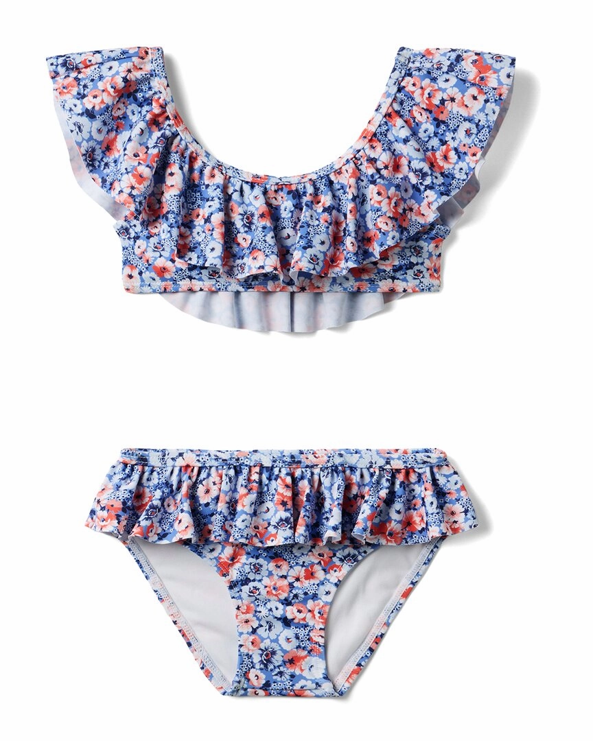 Janie and Jack Recycled Floral Ruffle 2pc Swimsuit cute swimsuits for teen girls, modest teen swimwear