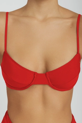 Jax Top - Fire Red soft fabric swimwear women, resort swimwear for ladies