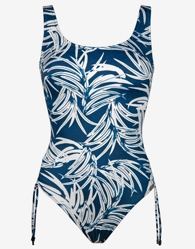 Jean Breeze Inclusive Fit Adjustable Leg Swimsuit - Denim White cup sized swimwear women, supportive swimsuits for large bust
