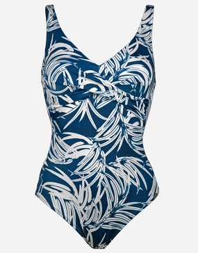Jean Breeze Twist Front Swimsuit - Denim White cup sized swimwear women, supportive swimsuits for large bust