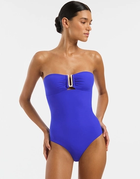 Jetset Bandeau Swimsuit - Sapphire womens resort swimwear, flattering one-piece swimsuits