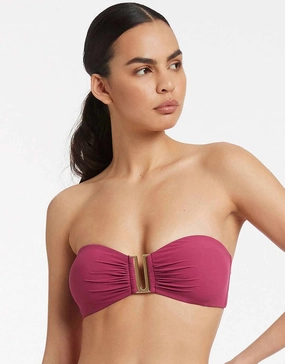 Jetset U Trim Bandeau Bikini Top - Orchid stylish swimwear tops, womens beach tops