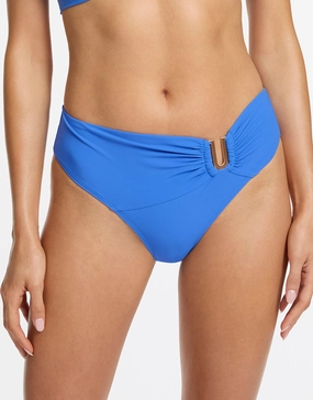 Jetset U Trim Mid Bikini Pant - Tide Blue adjustable swim bottoms women, flattering bikini bottoms