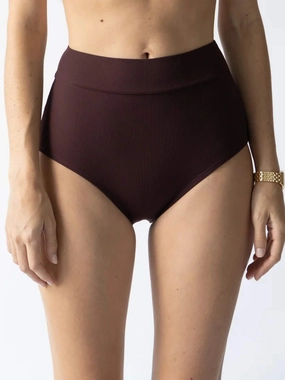Joana - High Rise Moderate Coverage Swim Bottom | Espresso womens athletic swimwear, performance swimwear for women